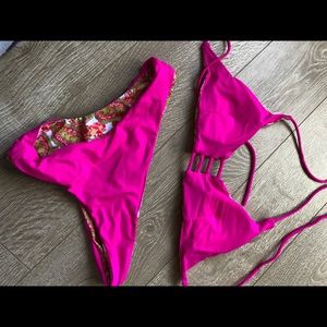 Hot pink reversible bikini size small /medium